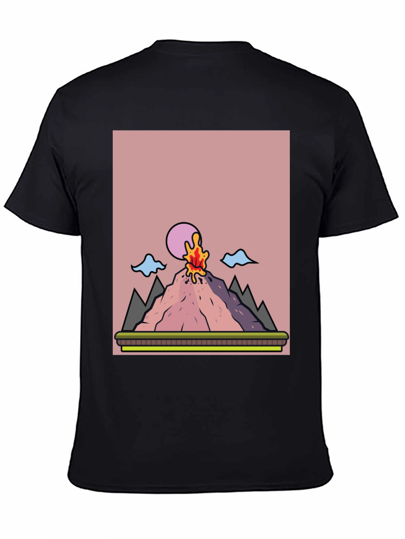 Volcano Eruption Graphic Tee - Black Cotton
