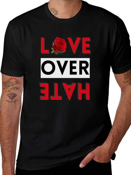 Love Over Hate Graphic Tee - Black Cotton Blend