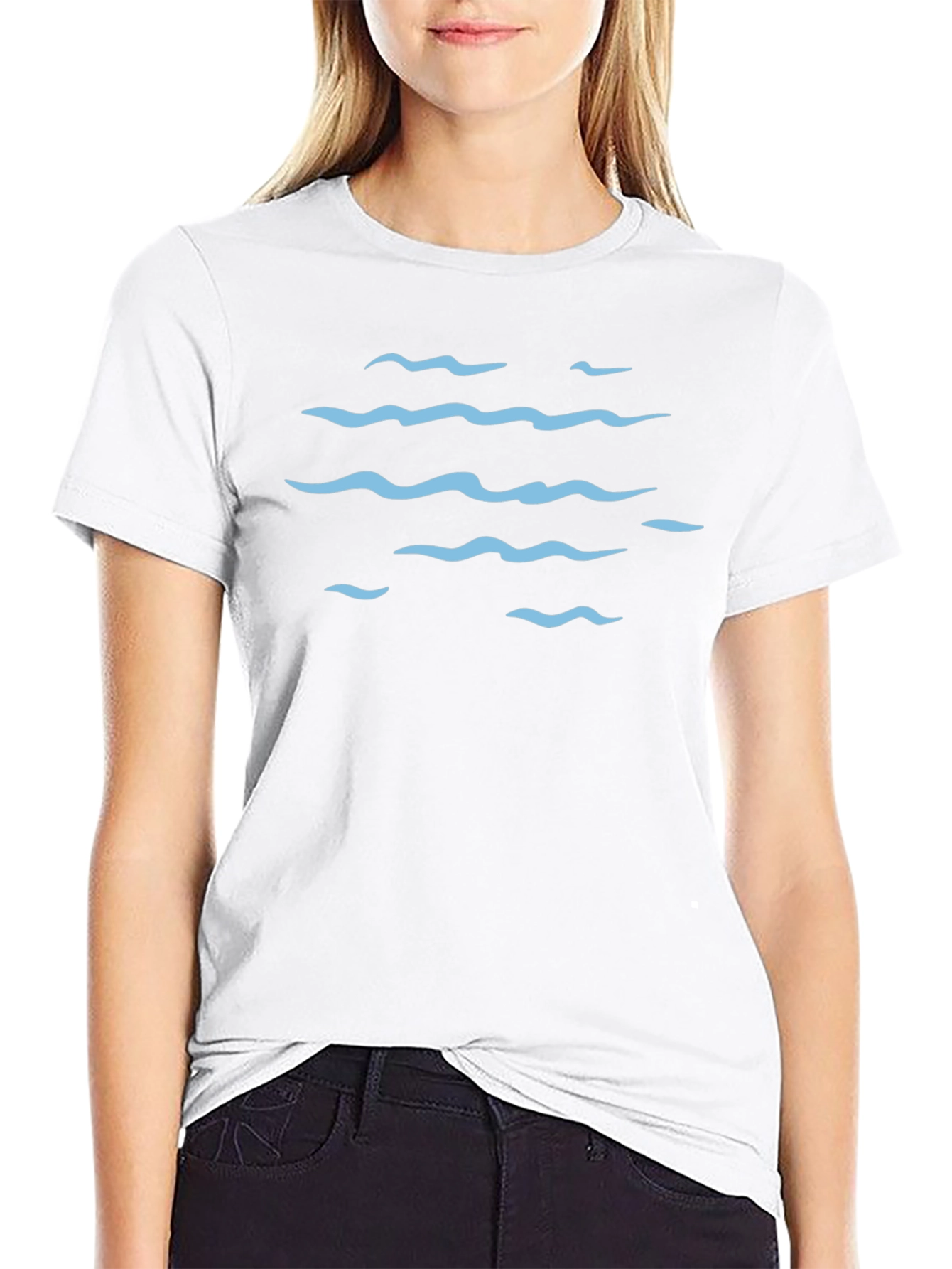 Ocean Wave Pattern Graphic Tee - Black