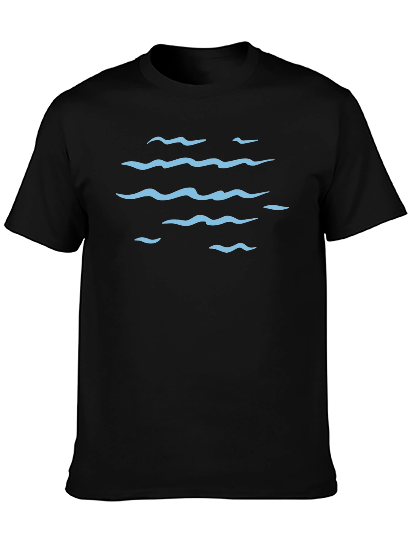 Ocean Wave Pattern Graphic Tee - Black