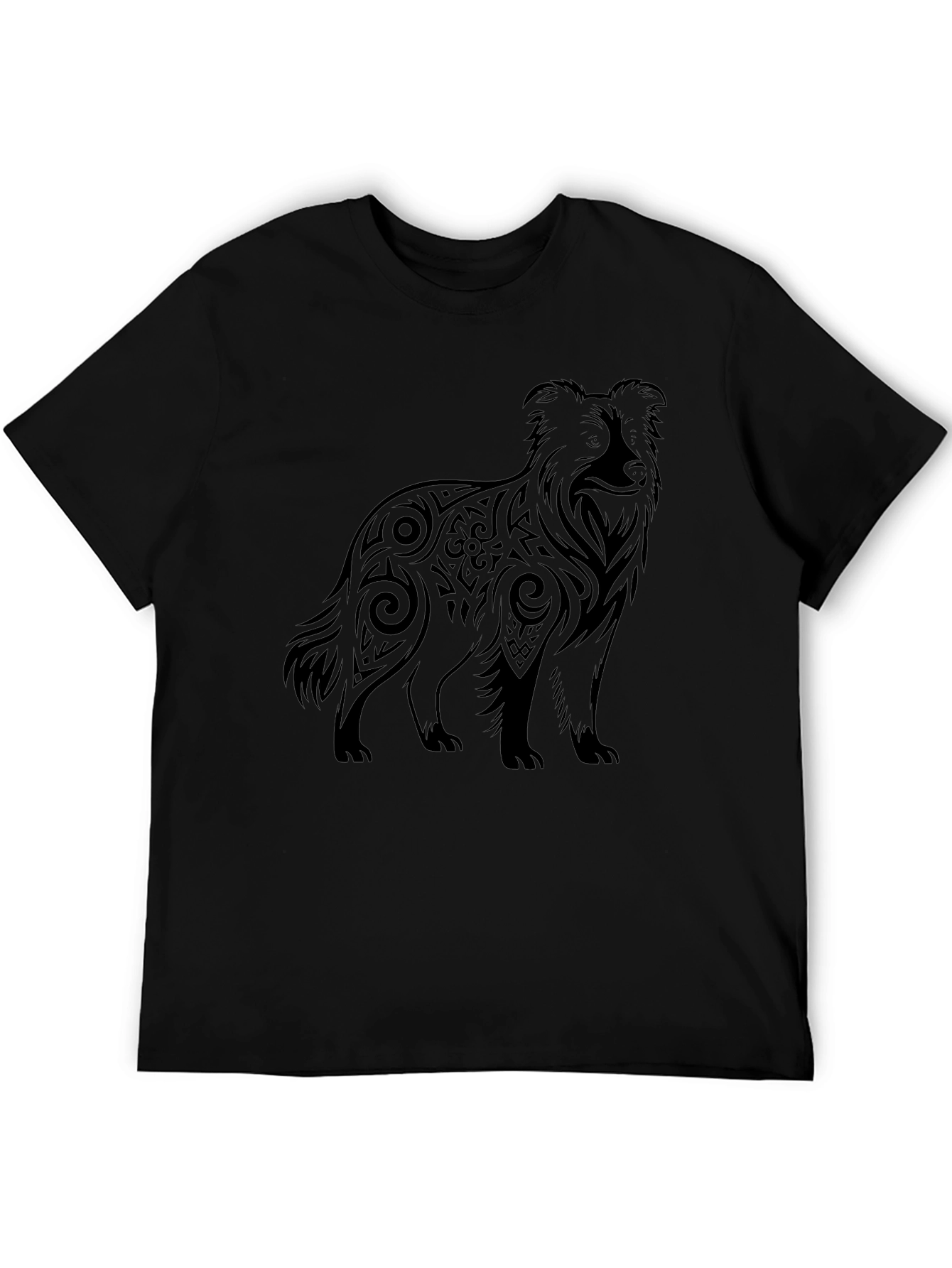 Tribal Dog Graphic Tee - Mens Black T-Shirt
