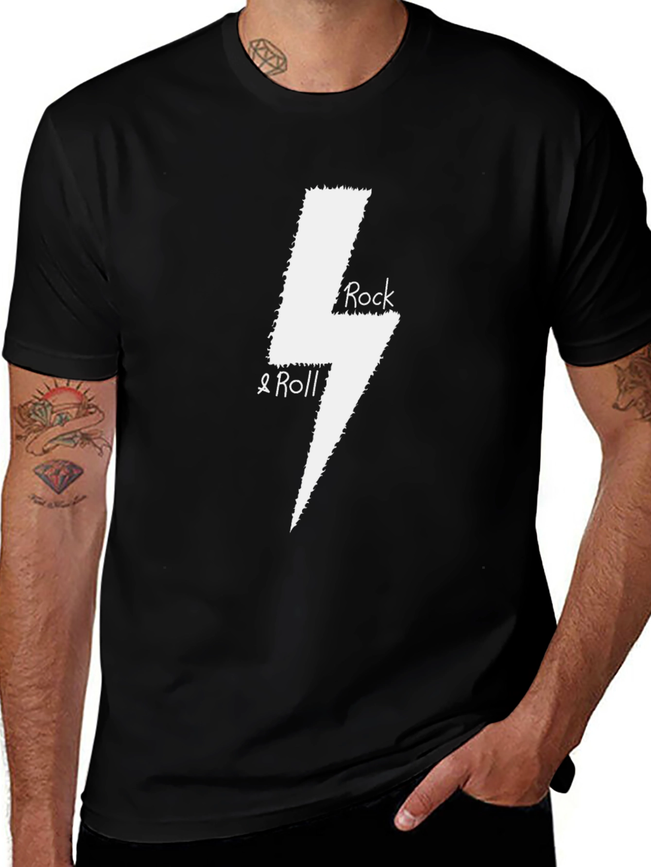 Rock & Roll Lightning Bolt Black T-Shirt