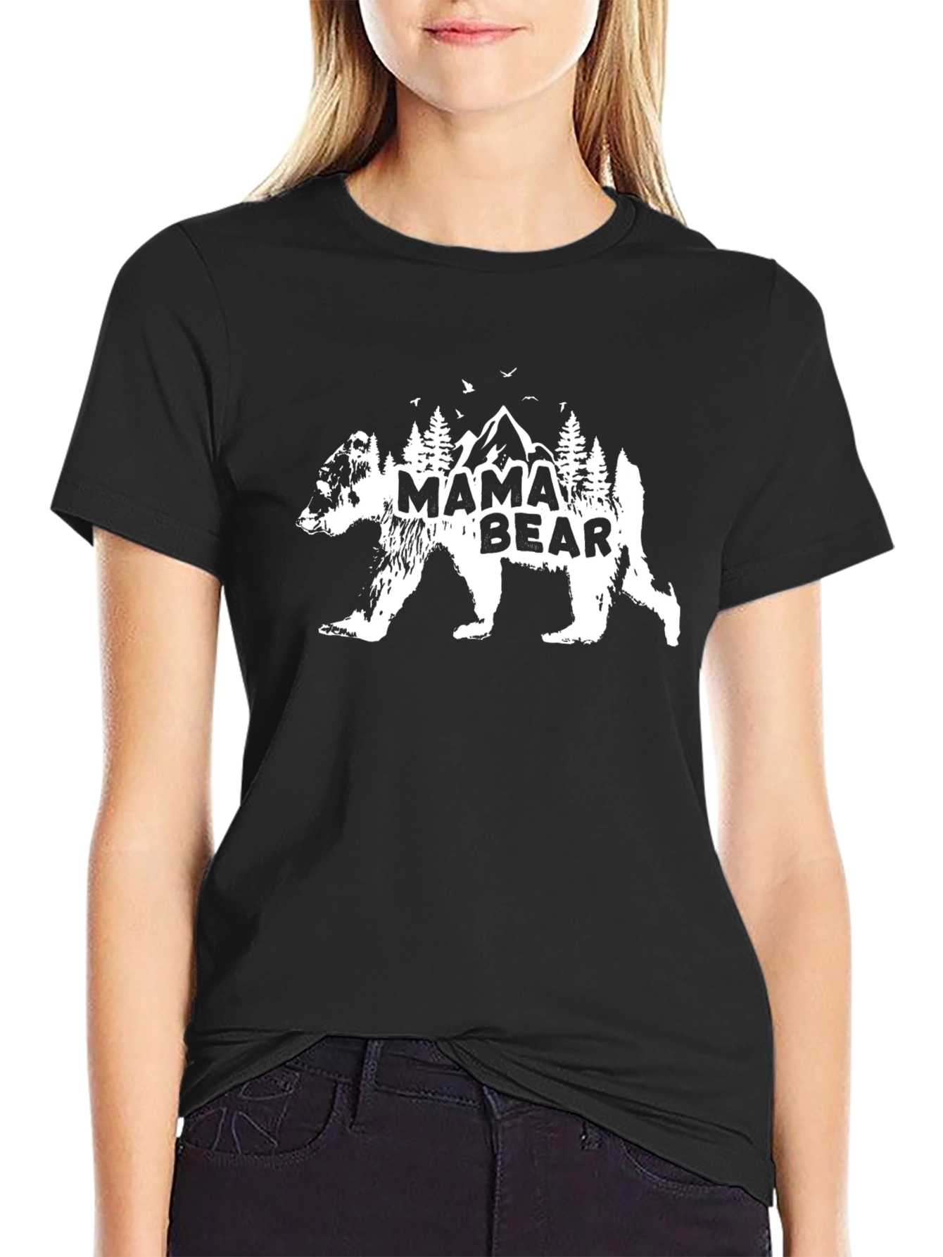 Mama Bear T-Shirt - Black Crew Neck