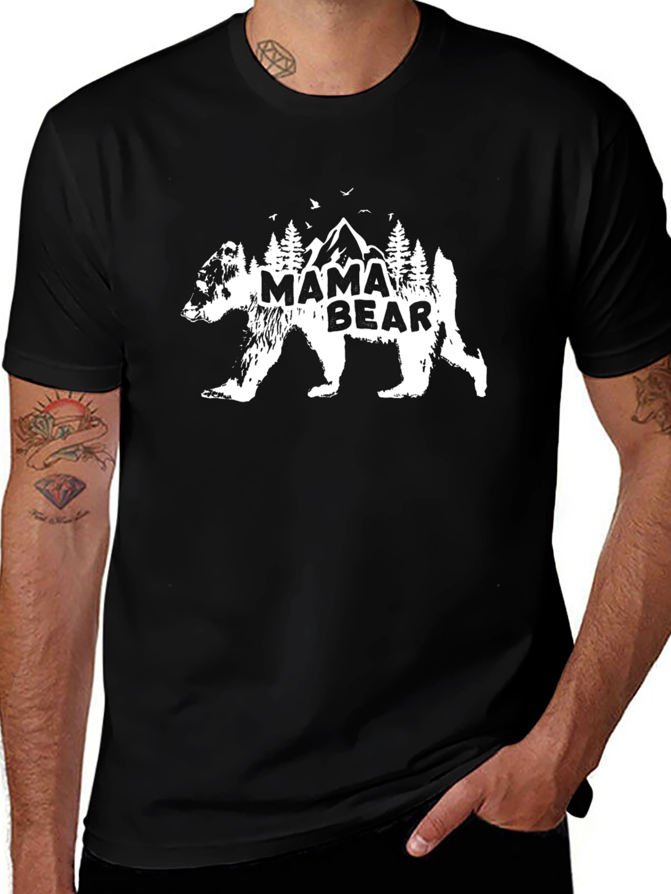 Mama Bear T-Shirt - Black Crew Neck