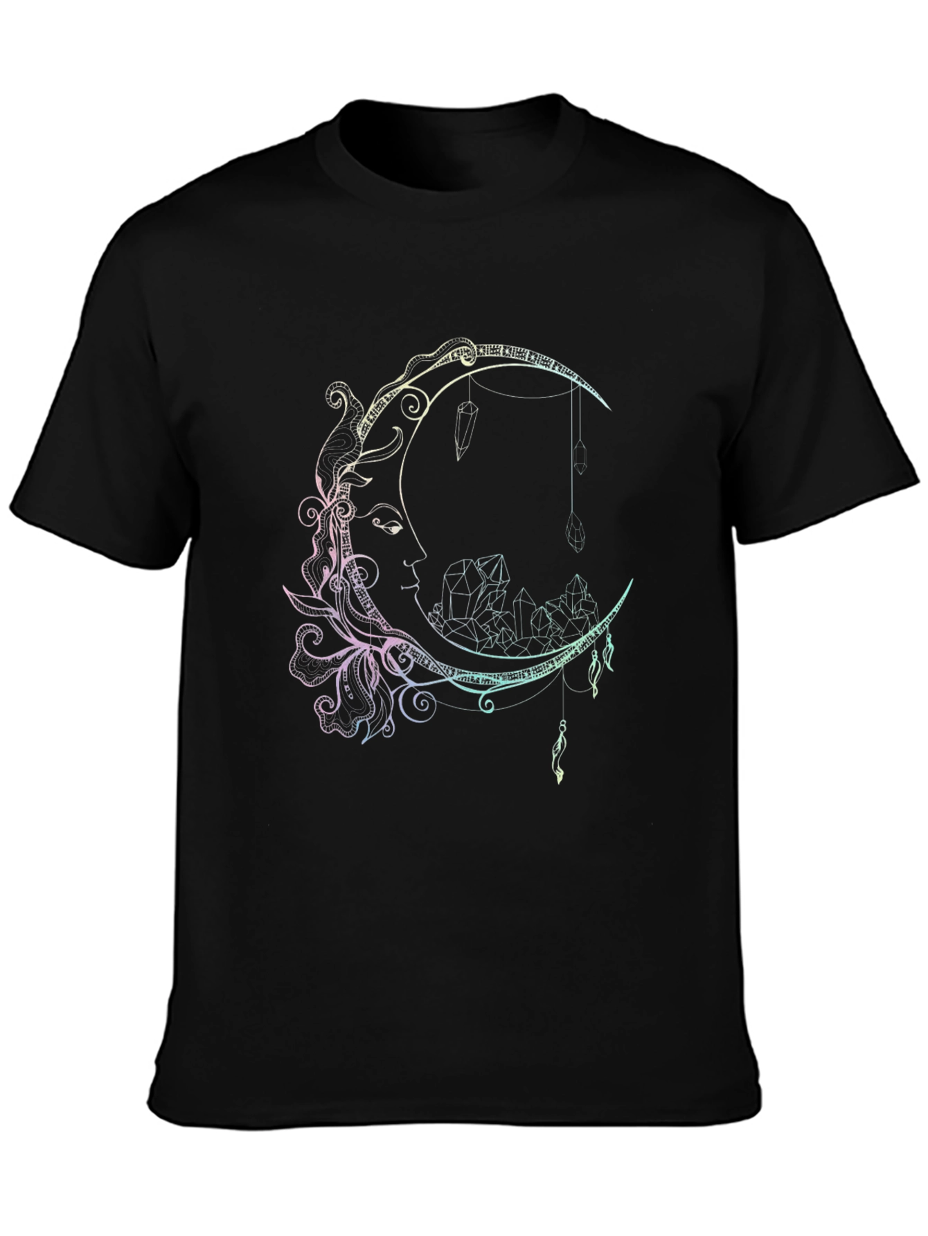 Moon & Crystal Graphic Print Black T-Shirt