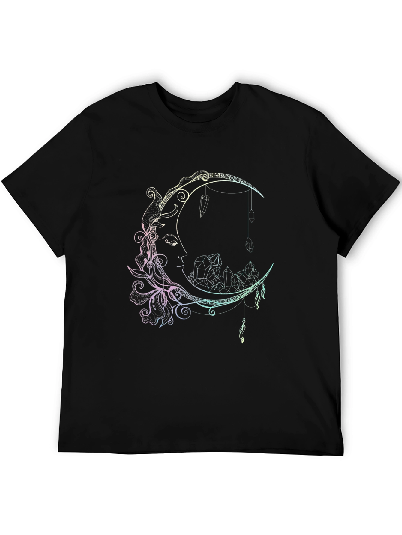 Moon & Crystal Graphic Print Black T-Shirt