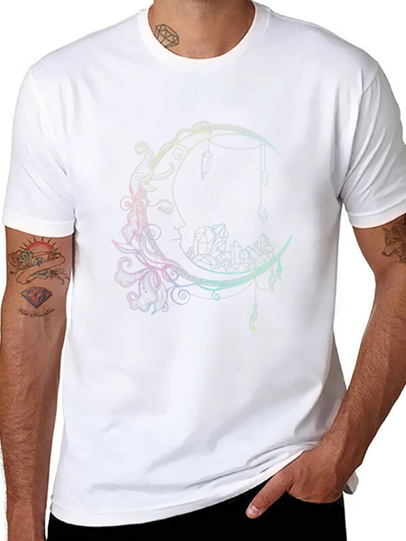 Moon & Crystal Graphic Print Black T-Shirt