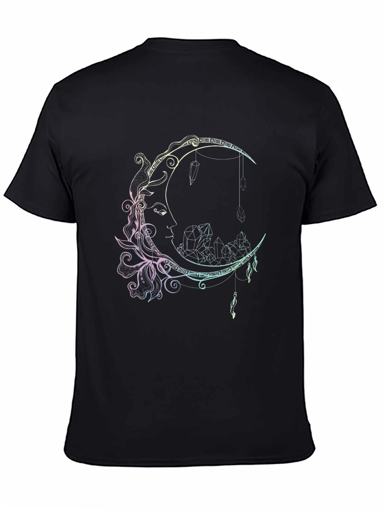Moon & Crystal Graphic Print Black T-Shirt