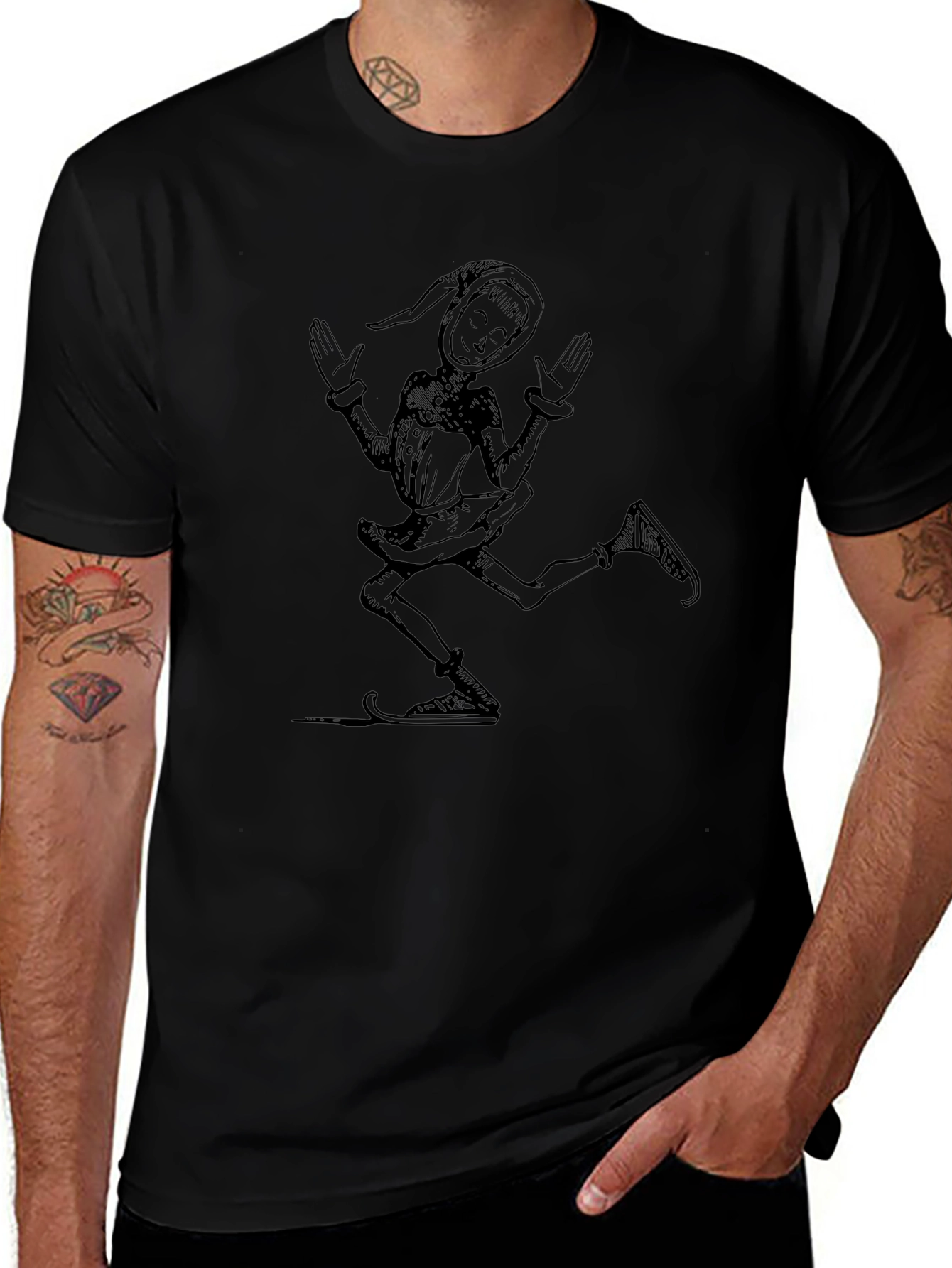 Whimsical Jester Graphic Tee - Black