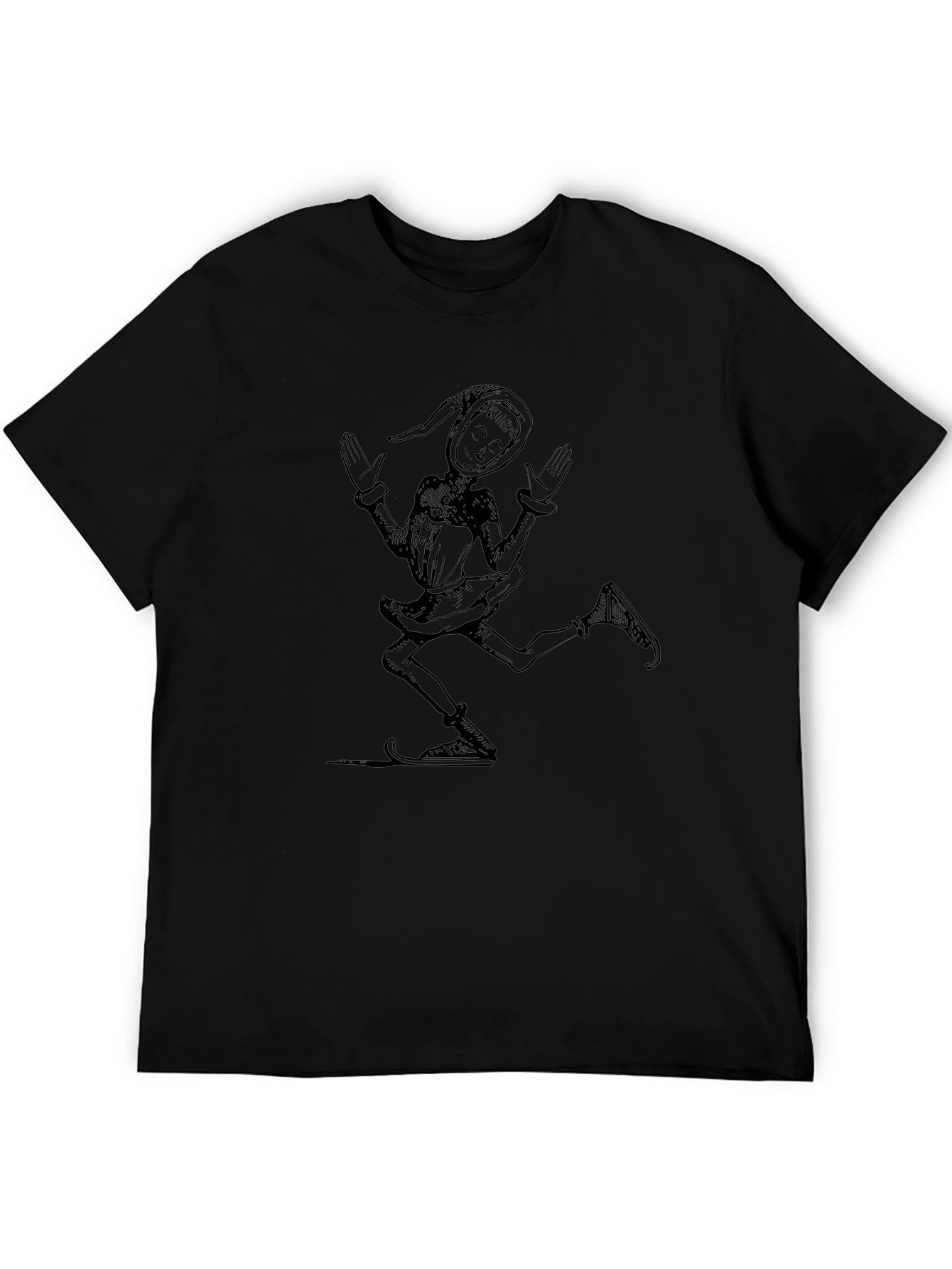 Whimsical Jester Graphic Tee - Black