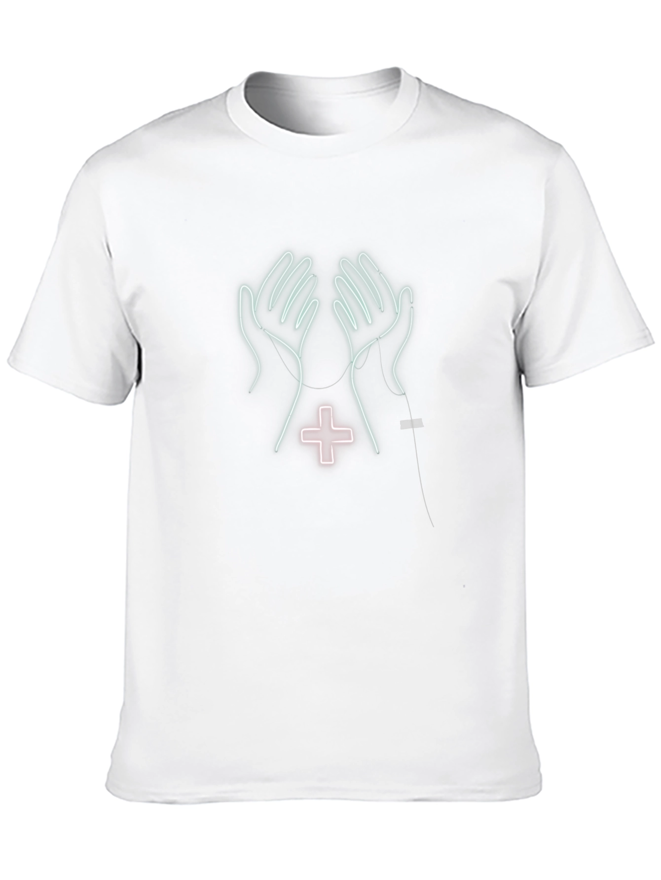 Neon Hands & Cross Graphic Tee - Unique Design