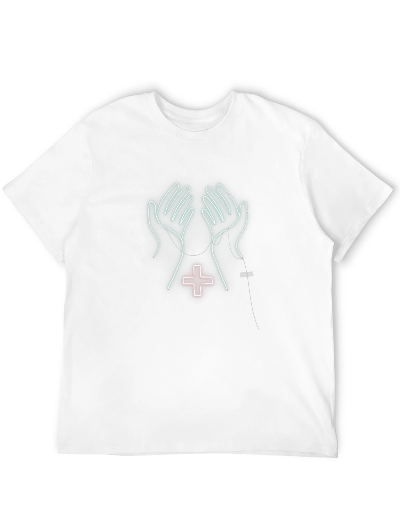 Neon Hands & Cross Graphic Tee - Unique Design