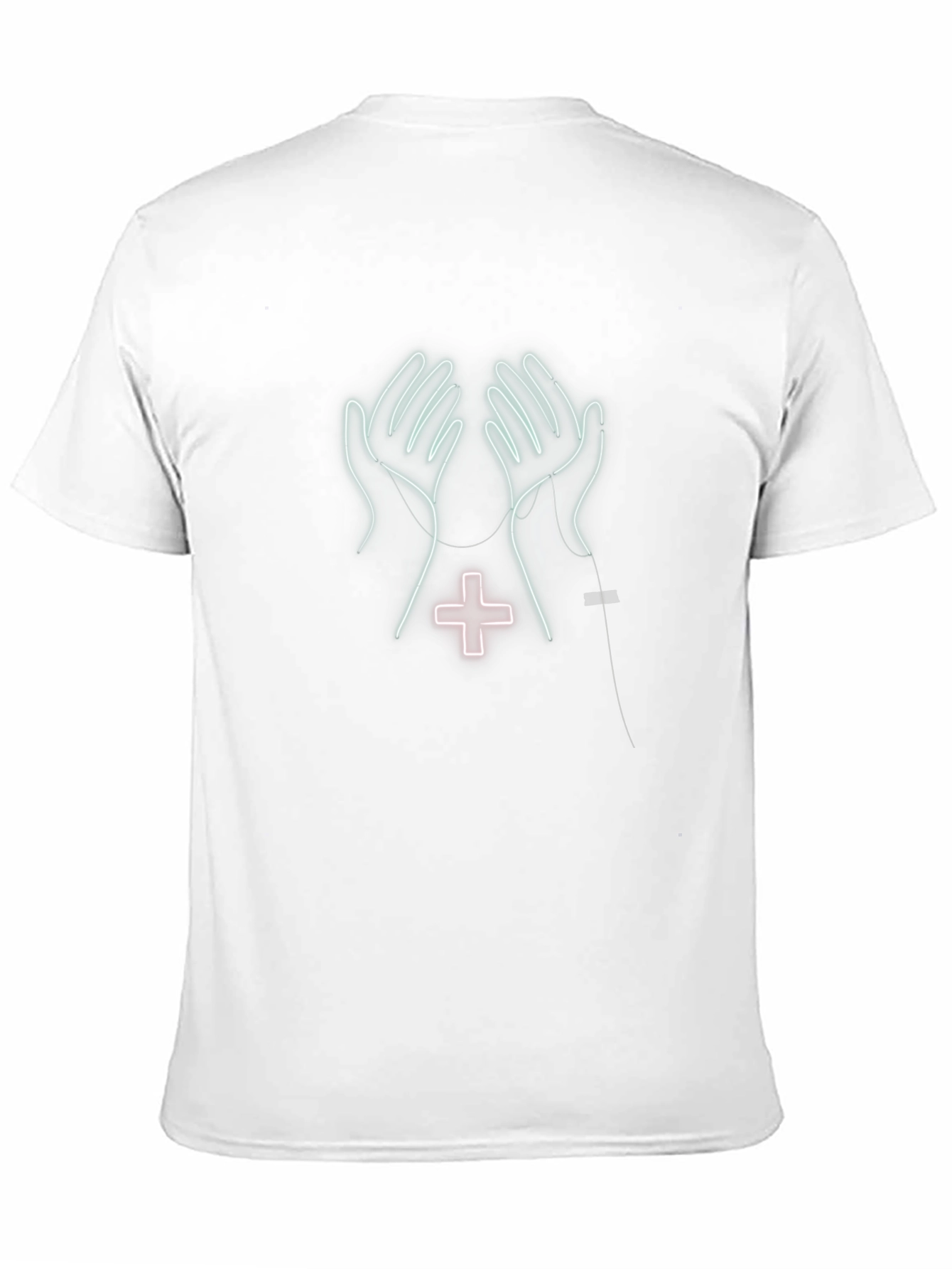 Neon Hands & Cross Graphic Tee - Unique Design
