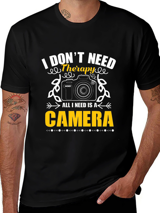 I Dont Need Therapy I Need a Camera Black T-Shirt