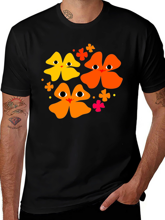 Floral Face Black T-Shirt