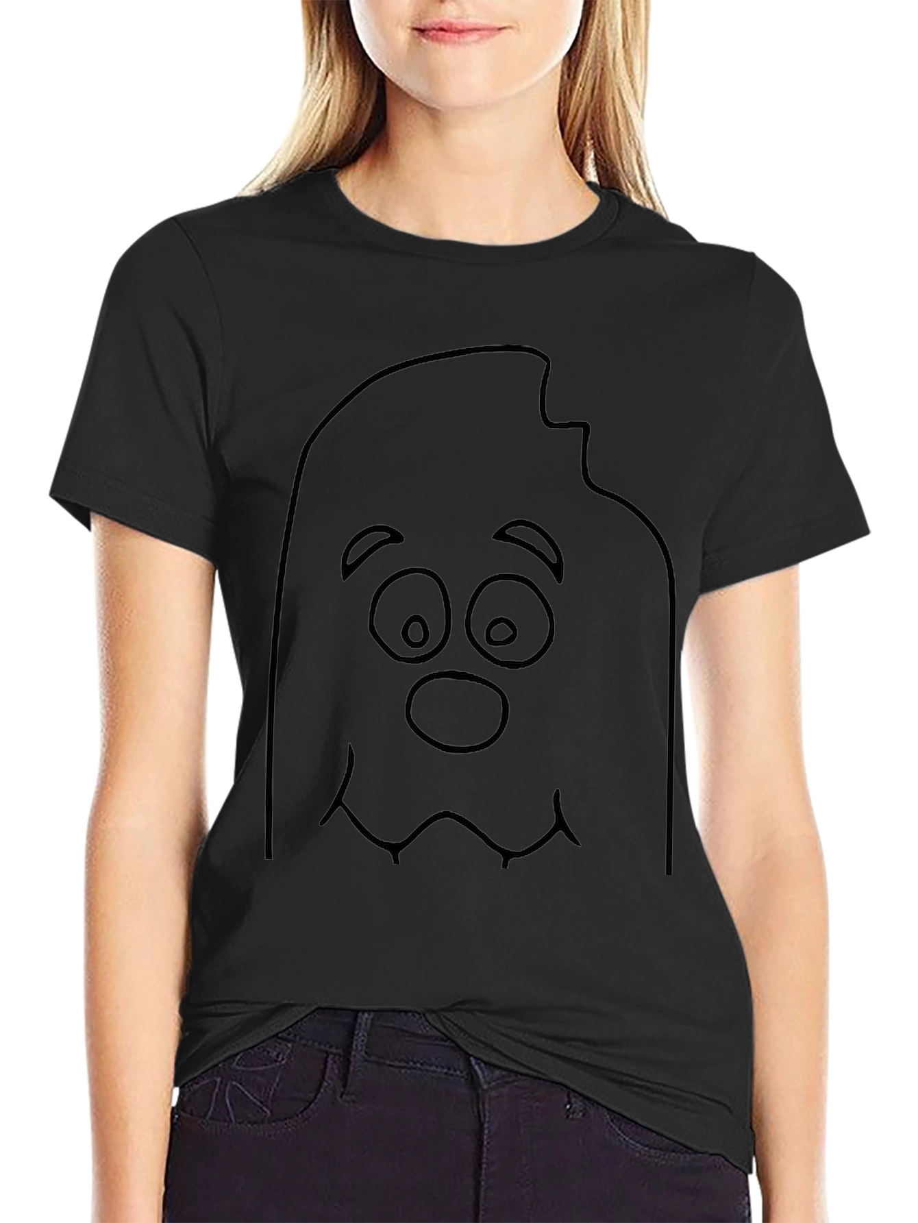 Cartoon Cookie Monster Bite Black T-Shirt