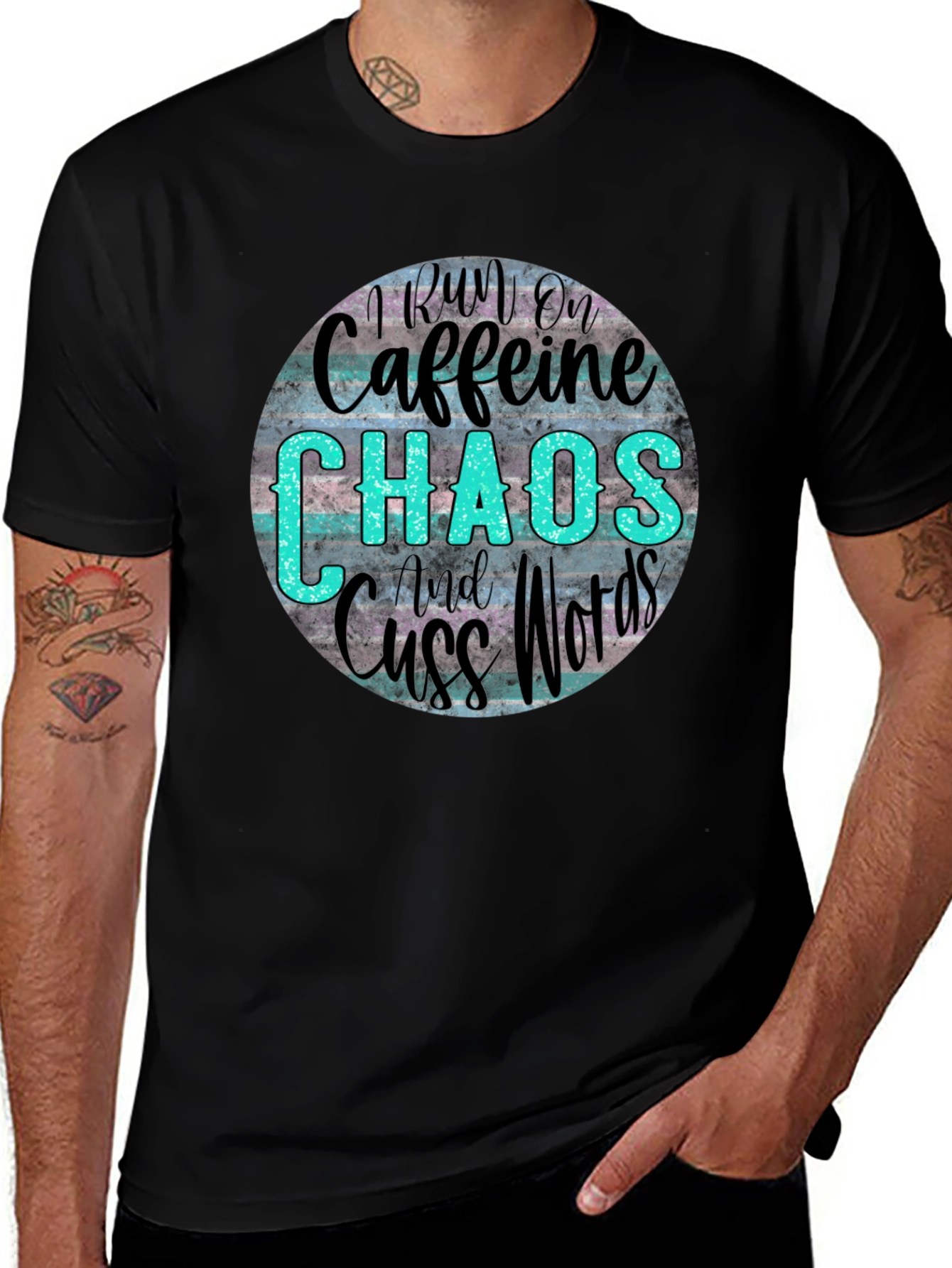 Caffeine Chaos & Cuss Words Graphic Tee